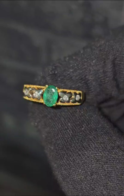 2.55 CT Emerald Diamond Cocktail Ring For Her