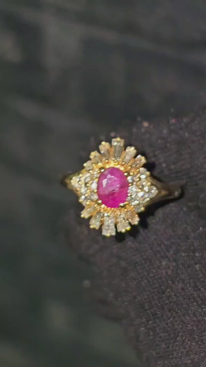 Natural 1.75ct Ruby & Diamond Ring in Solid 14K Gold