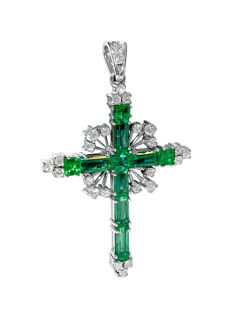 18k gold, 13.50ct Colombian Emerald & Diamond pendant - Prince The Jeweler 18k-gold-13-50ct-colombian-emerald-diamond-pendant, Necklaces & Pendants