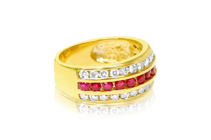 14k Yellow Gold, 2.25ct Diamond and Burma Ruby Ring. - Prince The Jeweler 14k-yellow-gold-2-25ct-diamond-and-burma-ruby-ring, Rings