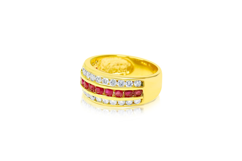 14k Yellow Gold, 2.25ct Diamond and Burma Ruby Ring. - Prince The Jeweler 14k-yellow-gold-2-25ct-diamond-and-burma-ruby-ring, Rings