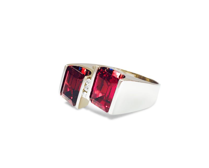 14K Gold, 7 Carat Natural Garnet and Diamond Ring. - Prince The Jeweler 14k-gold-7-carat-natural-garnet-and-diamond-ring, Rings