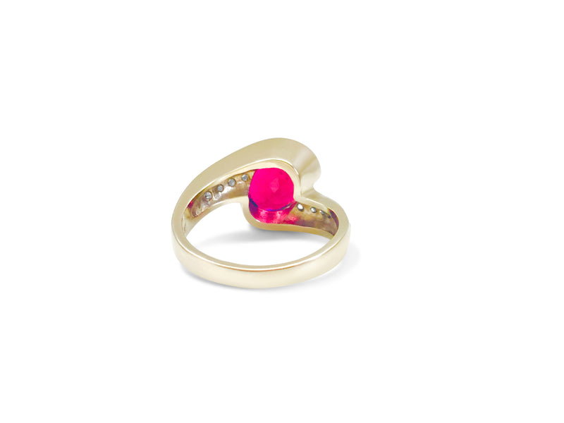 14k Gold. Vintage Rubelite & Diamond Womens Ring - Prince The Jeweler 14k-gold-vintage-rubelite-diamond-womens-ring, Rings