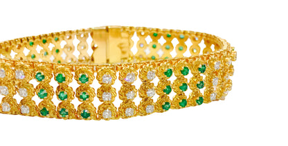 5.00 Carat Diamond and Emerald Bracelet in Yellow Gold - Prince The Jeweler 18k-yellow-gold-colombian-emerald-and-diamond-bracelet, Bracelets