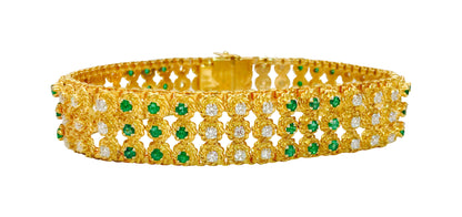 5.00 Carat Diamond and Emerald Bracelet in Yellow Gold - Prince The Jeweler 18k-yellow-gold-colombian-emerald-and-diamond-bracelet, Bracelets