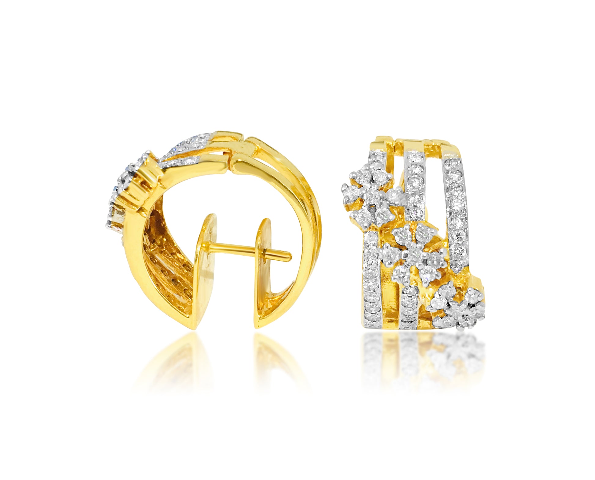 1.35 Carat Diamonds, 14k yellow gold earrings. - Prince The Jeweler 1-35-carat-diamonds-14k-yellow-gold-earrings, Earrings