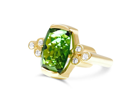 14K Gold, 4.00 CT Green Tourmaline and Diamond Ring - Prince The Jeweler 14k-gold-4-00-ct-green-tourmaline-and-diamond-ring, Rings