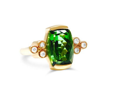 14K Gold, 4.00 CT Green Tourmaline and Diamond Ring - Prince The Jeweler 14k-gold-4-00-ct-green-tourmaline-and-diamond-ring, Rings