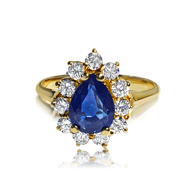18K Gold, 1.50 Carat Blue Sapphire and Diamond Ring - Prince The Jeweler 18k-gold-1-50-carat-blue-sapphire-and-diamond-ring, Rings