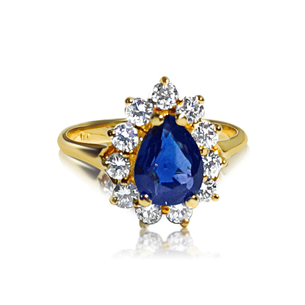 18K Gold, 1.50 Carat Blue Sapphire and Diamond Ring - Prince The Jeweler 18k-gold-1-50-carat-blue-sapphire-and-diamond-ring, Rings