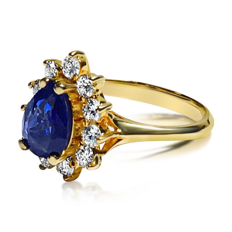18K Gold, 1.50 Carat Blue Sapphire and Diamond Ring - Prince The Jeweler 18k-gold-1-50-carat-blue-sapphire-and-diamond-ring, Rings