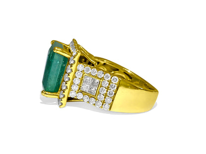 Contemporary 7.50 Carat Diamond Emerald Ring in 14k Gold - Prince The Jeweler 14k-gold-7-50-carat-diamond-emerald-ring, Rings