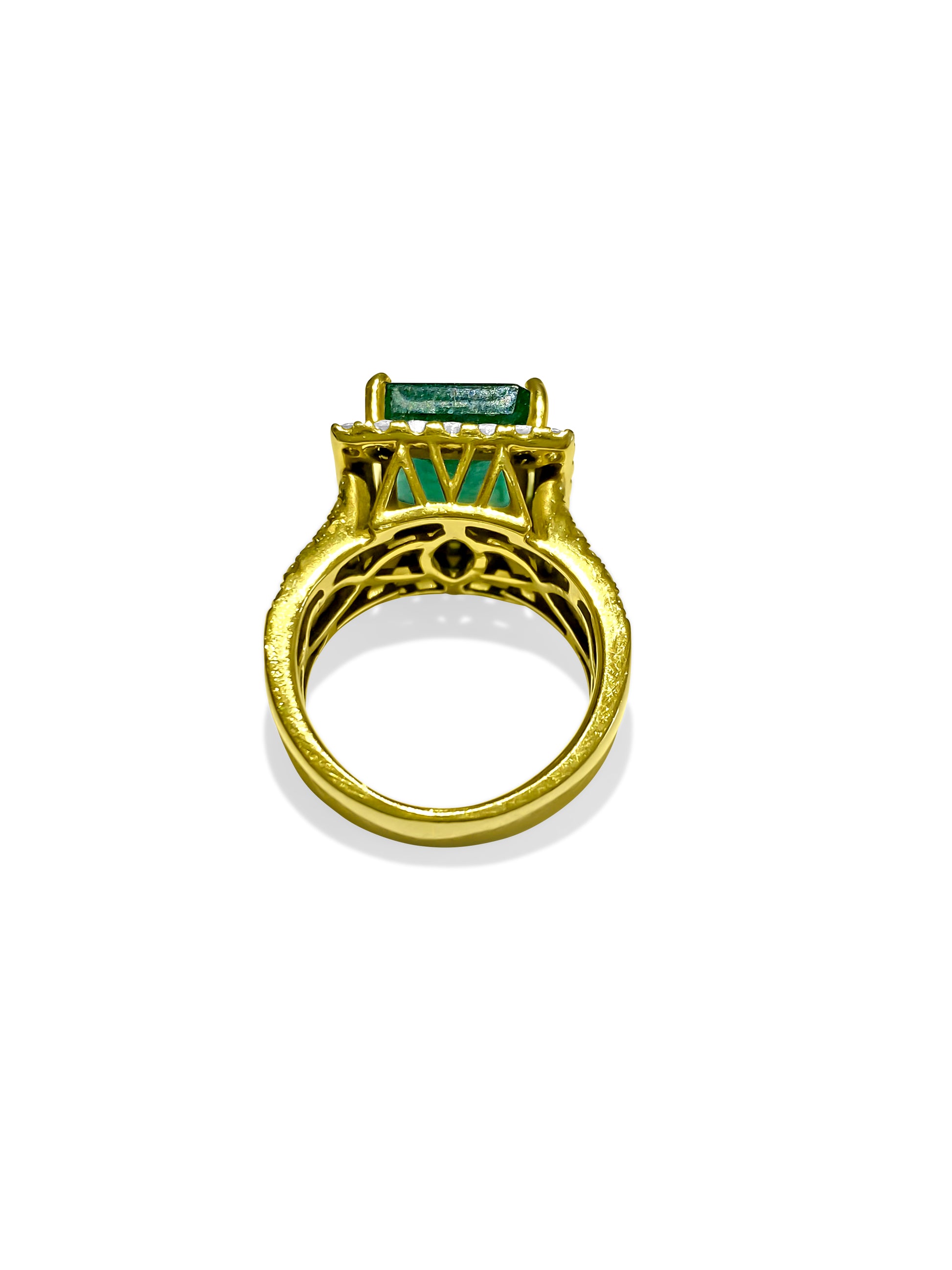 Contemporary 7.50 Carat Diamond Emerald Ring in 14k Gold - Prince The Jeweler 14k-gold-7-50-carat-diamond-emerald-ring, Rings