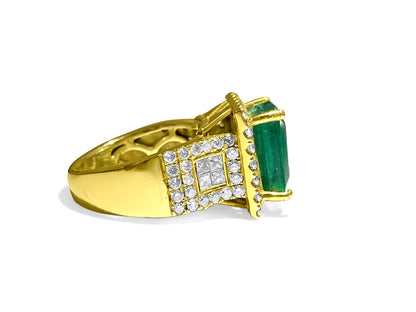 Contemporary 7.50 Carat Diamond Emerald Ring in 14k Gold - Prince The Jeweler 14k-gold-7-50-carat-diamond-emerald-ring, Rings