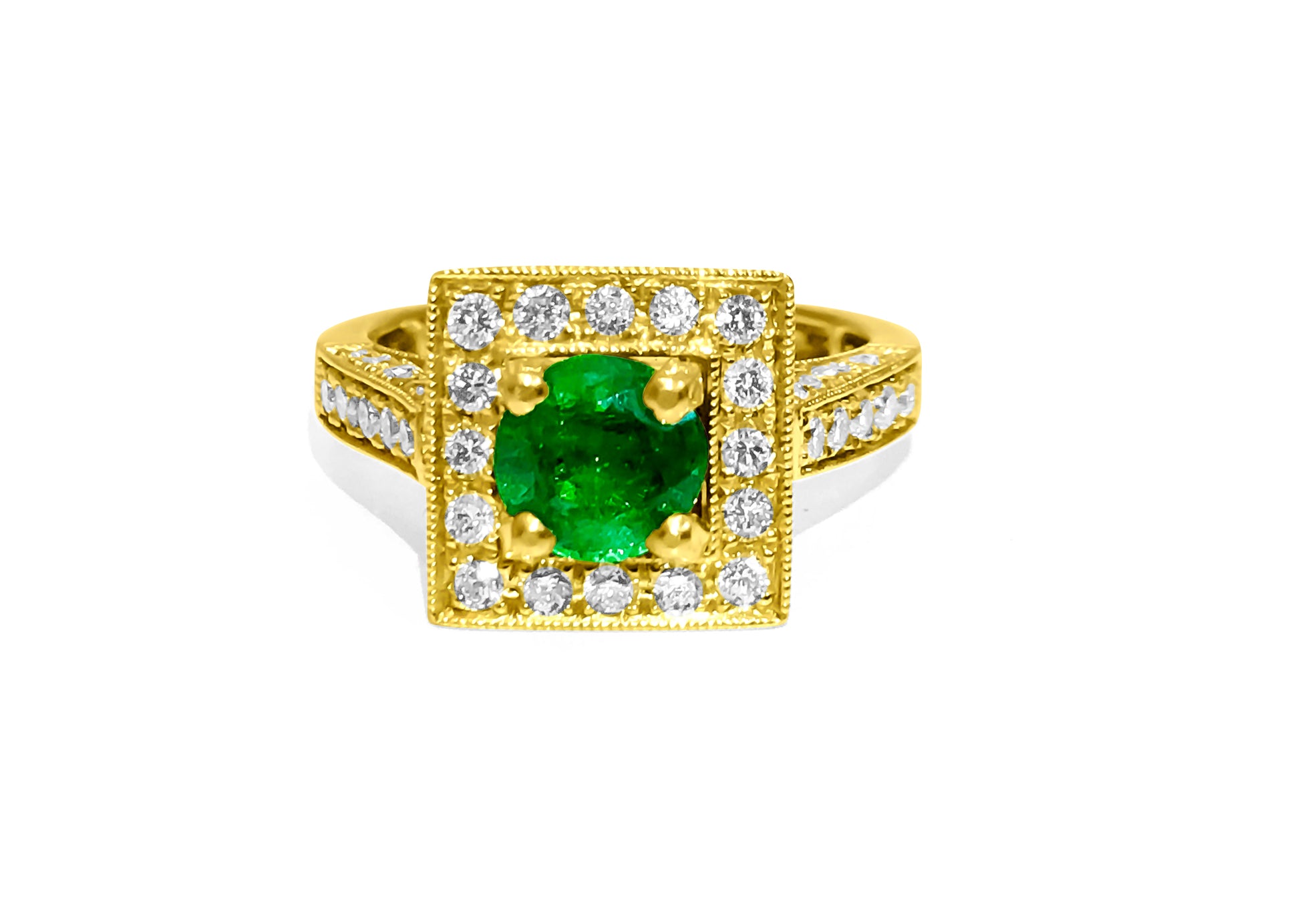 3.00 Carat Emerald & Diamond Ring in 18K. Vintage Ring - Prince The Jeweler 3-00-carat-emerald-diamond-ring-in-18k-vintage-ring, Rings