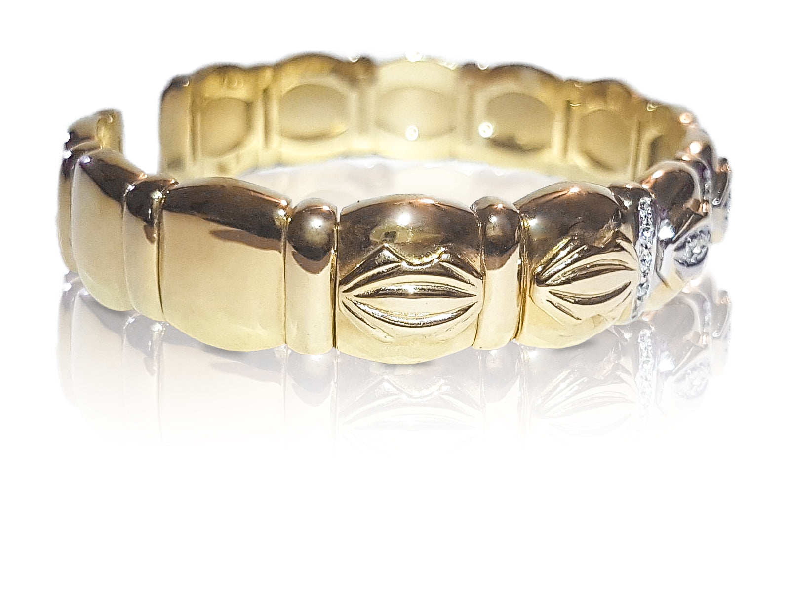 Cartier Style Bracelet, 14K Yellow Gold and Diamond - Prince The Jeweler cartier-style-bracelet-14k-yellow-gold-and-diamond, Bracelets