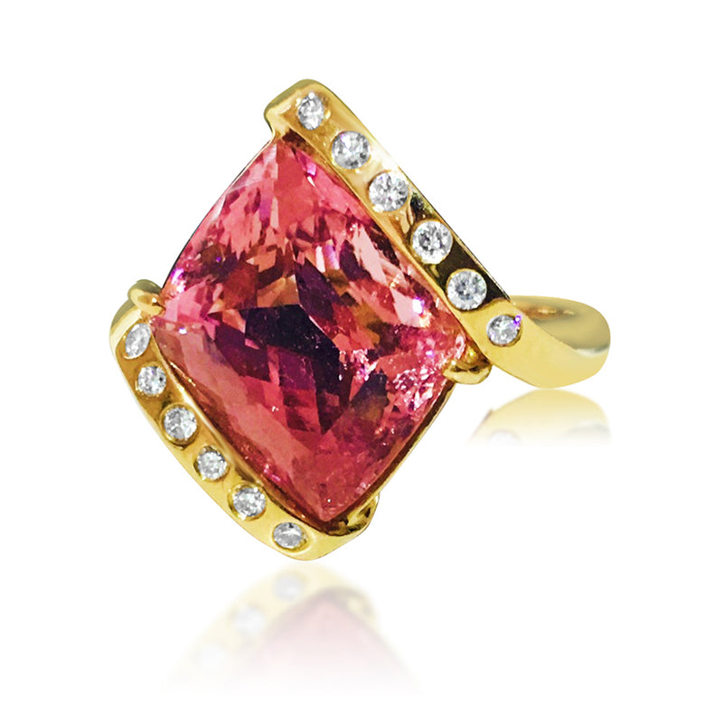 Ladies 14k Gold 8.00 CT Kunzite and VS/F Diamond Ring - Prince The Jeweler ladies-14k-gold-8-00-ct-kunzite-and-vs-f-diamond-ring, Rings, wk_end_auction