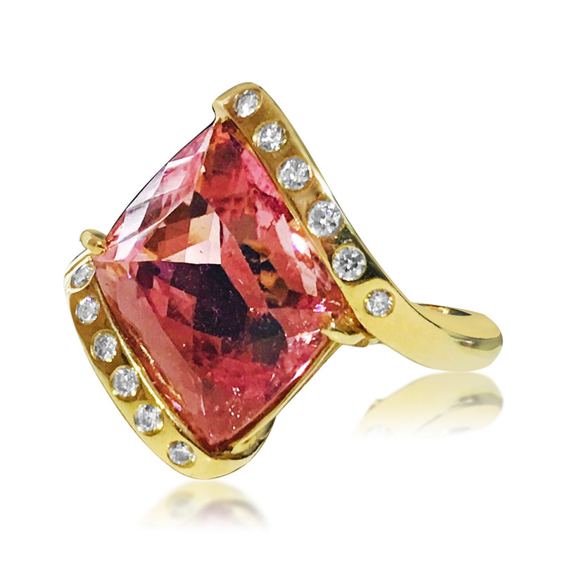 Ladies 14k Gold 8.00 CT Kunzite and VS/F Diamond Ring - Prince The Jeweler ladies-14k-gold-8-00-ct-kunzite-and-vs-f-diamond-ring, Rings, wk_end_auction