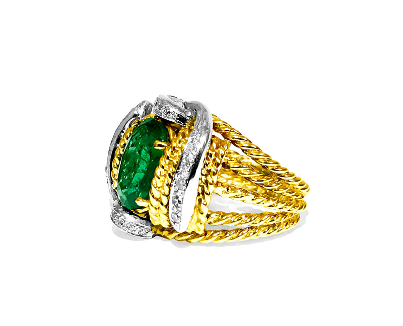 18K Gold, 3.86 Carat Diamond & Emerald Ring. - Prince The Jeweler 18k-gold-3-86-carat-diamond-emerald-ring, Rings