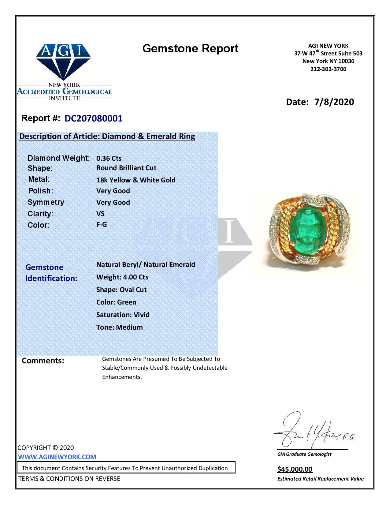 18K Gold, 3.86 Carat Diamond & Emerald Ring. - Prince The Jeweler 18k-gold-3-86-carat-diamond-emerald-ring, Rings