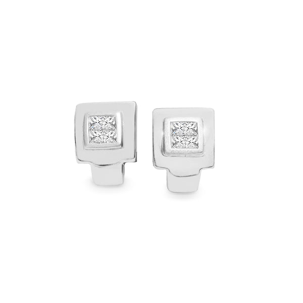 Princess Cut Diamond Earrings. 14K White Gold. - Prince The Jeweler princess-cut-diamond-earrings-14k-white-gold, Earrings