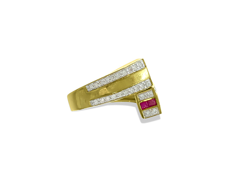1.20 Carat Natural Burma Ruby Diamond Modern Ring - Prince The Jeweler 18k-gold-high-quality-diamond-and-burma-ruby-ring, Rings, wk_end_auction
