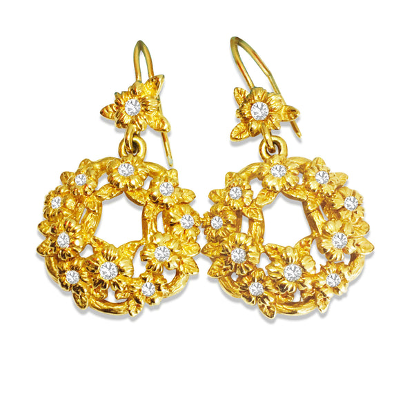 Stephen Dweck 18K Yellow Gold Diamond Dangle Earrings - Prince The Jeweler stephen-dweck-18k-gold-diamonds-earrings, Earrings