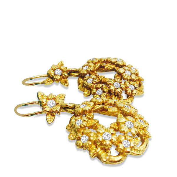 Stephen Dweck 18K Yellow Gold Diamond Dangle Earrings - Prince The Jeweler stephen-dweck-18k-gold-diamonds-earrings, Earrings