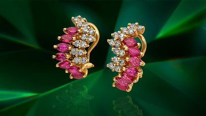 Natural 1.70ct Ruby & Diamond Earrings in 14k Gold - Prince The Jeweler natural-1-70ct-ruby-diamond-earrings-in-14k-gold, Earrings