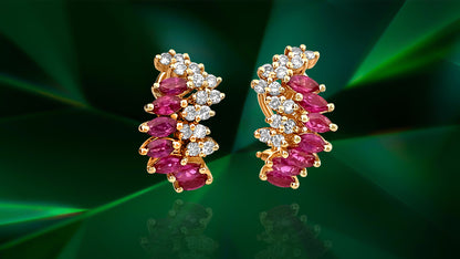 Natural 1.70ct Ruby & Diamond Earrings in 14k Gold - Prince The Jeweler natural-1-70ct-ruby-diamond-earrings-in-14k-gold, Earrings