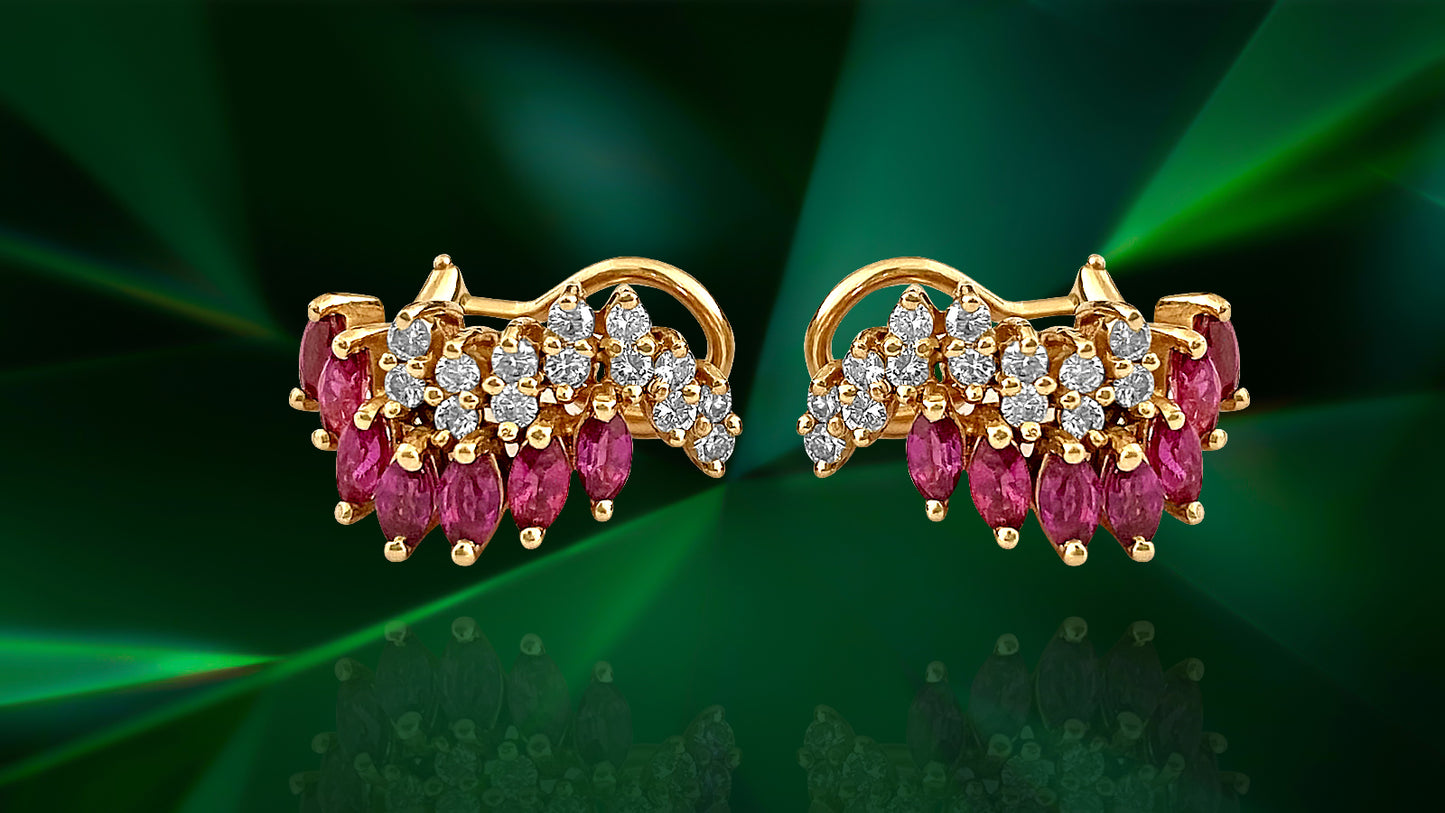 Natural 1.70ct Ruby & Diamond Earrings in 14k Gold - Prince The Jeweler natural-1-70ct-ruby-diamond-earrings-in-14k-gold, Earrings