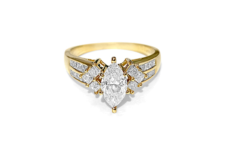 14K Yellow gold. 0.80CT Marquise Cut Diamond Ring - Prince The Jeweler 14k-yellow-gold-0-80ct-marquise-cut-diamond-ring, Rings