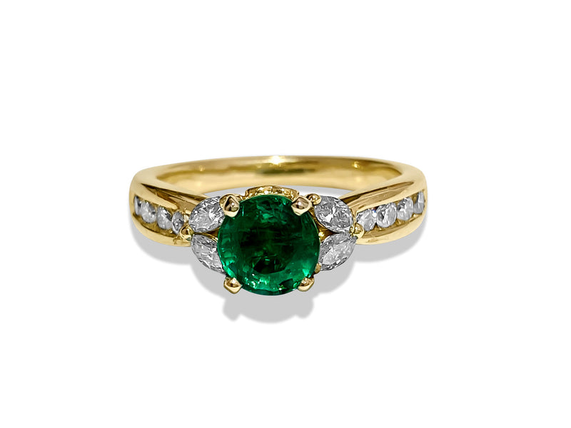 Womens, 14k Gold, Emerald & Diamond Engagement Ring - Prince The Jeweler womens-14k-gold-emerald-diamond-engagement-ring, Rings, wk_end_auction