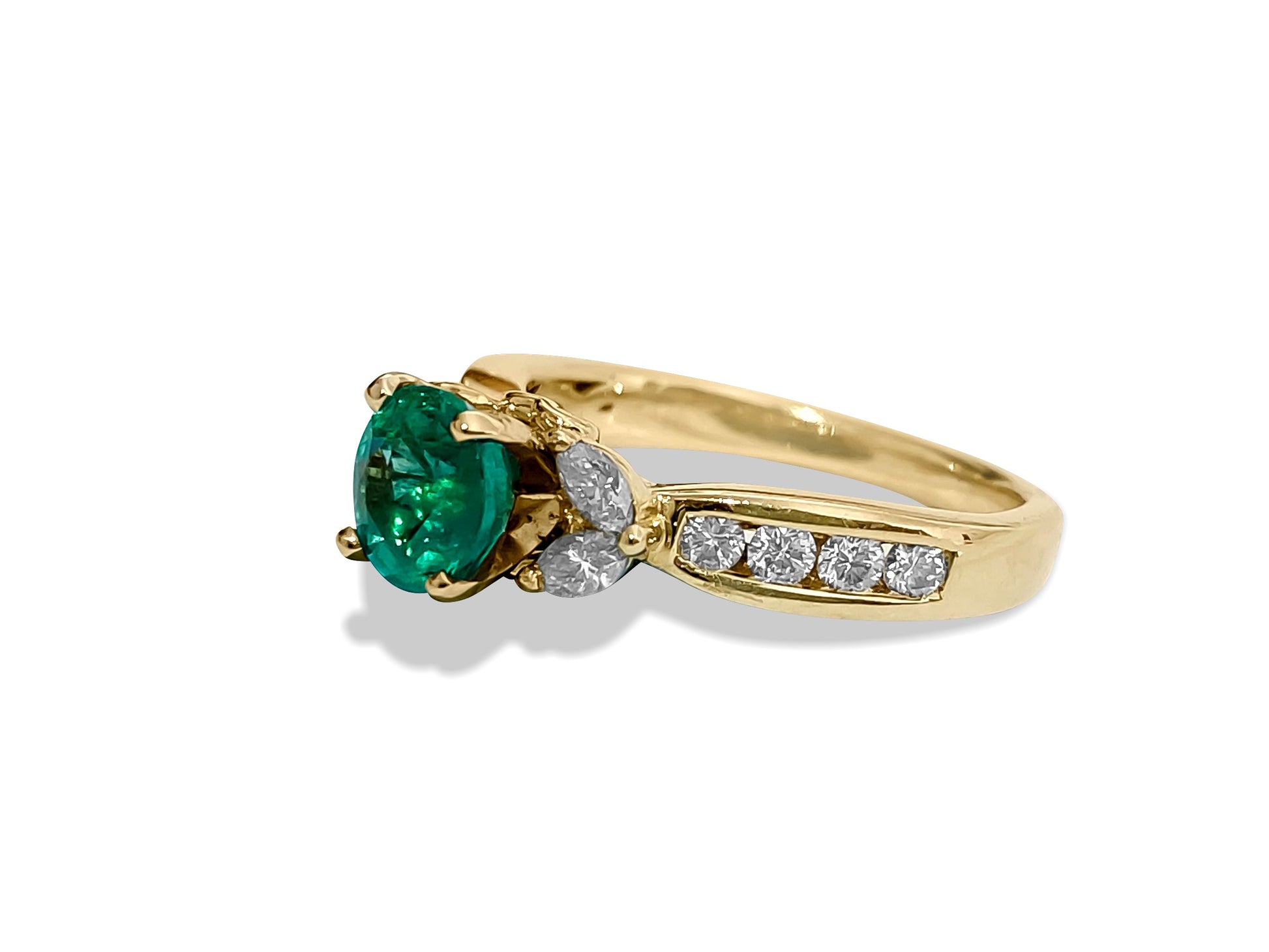 Womens, 14k Gold, Emerald & Diamond Engagement Ring - Prince The Jeweler womens-14k-gold-emerald-diamond-engagement-ring, Rings, wk_end_auction