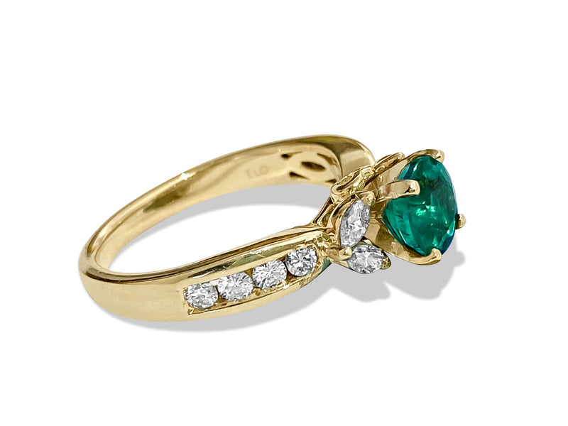 Womens, 14k Gold, Emerald & Diamond Engagement Ring - Prince The Jeweler womens-14k-gold-emerald-diamond-engagement-ring, Rings, wk_end_auction