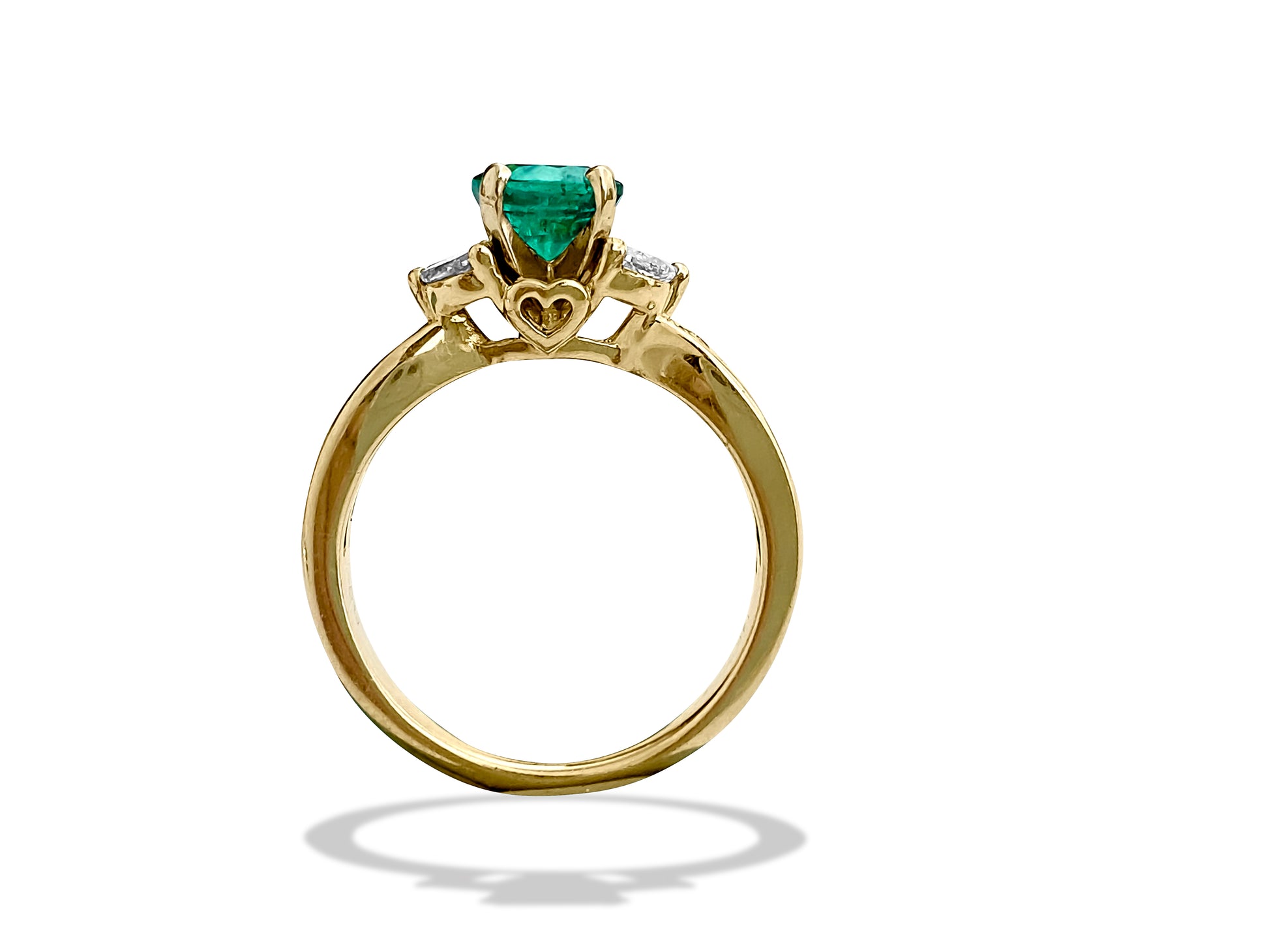 Womens, 14k Gold, Emerald & Diamond Engagement Ring - Prince The Jeweler womens-14k-gold-emerald-diamond-engagement-ring, Rings, wk_end_auction