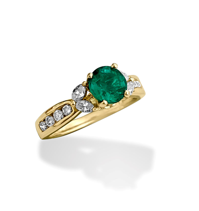 Womens, 14k Gold, Emerald & Diamond Engagement Ring - Prince The Jeweler womens-14k-gold-emerald-diamond-engagement-ring, Rings, wk_end_auction