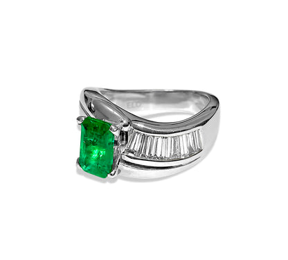 14K White Gold. Emerald & Diamond Engagement Ring - Prince The Jeweler 14k-white-gold-emerald-diamond-engagement-ring, Rings