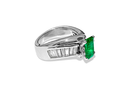 14K White Gold. Emerald & Diamond Engagement Ring - Prince The Jeweler 14k-white-gold-emerald-diamond-engagement-ring, Rings