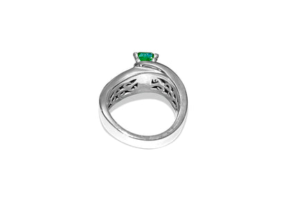 14K White Gold. Emerald & Diamond Engagement Ring - Prince The Jeweler 14k-white-gold-emerald-diamond-engagement-ring, Rings