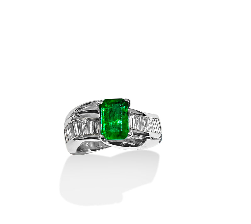 14K White Gold. Emerald & Diamond Engagement Ring - Prince The Jeweler 14k-white-gold-emerald-diamond-engagement-ring, Rings
