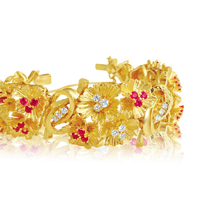 Vinatge 18K Gold 7 CARAT Burma Ruby Diamond Bracelet - Prince The Jeweler vinatge-18k-gold-7-carat-burma-ruby-diamond-bracelet, Bracelets, wk_end_auction