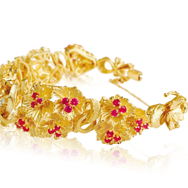 Vinatge 18K Gold 7 CARAT Burma Ruby Diamond Bracelet - Prince The Jeweler vinatge-18k-gold-7-carat-burma-ruby-diamond-bracelet, Bracelets, wk_end_auction