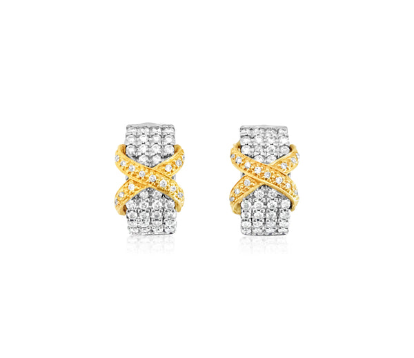 18K Gold Two Tone 2.00 Carat Diamond Earrings - Prince The Jeweler 18k-gold-two-tone-2-00-carat-diamond-earrings, Earrings