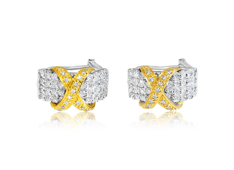 18K Gold Two Tone 2.00 Carat Diamond Earrings - Prince The Jeweler 18k-gold-two-tone-2-00-carat-diamond-earrings, Earrings