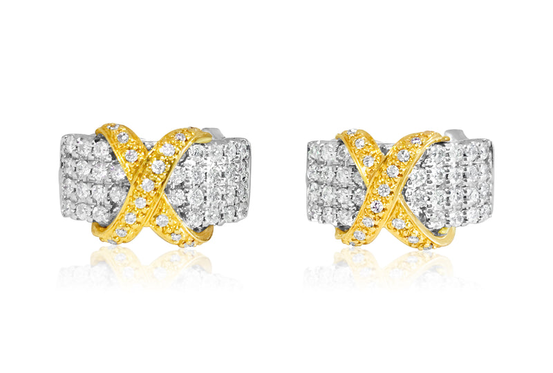 18K Gold Two Tone 2.00 Carat Diamond Earrings - Prince The Jeweler 18k-gold-two-tone-2-00-carat-diamond-earrings, Earrings