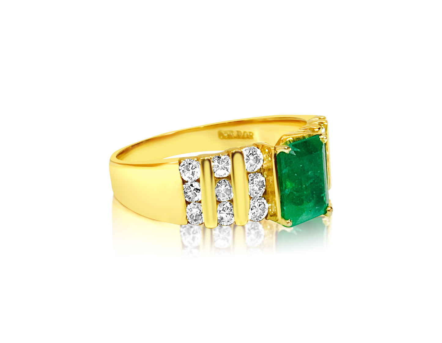 14k Yellow Gold. 2.70 Carat Diamond Emerald Ring - Prince The Jeweler 14k-yellow-gold-2-70-carat-diamond-emerald-ring, Rings