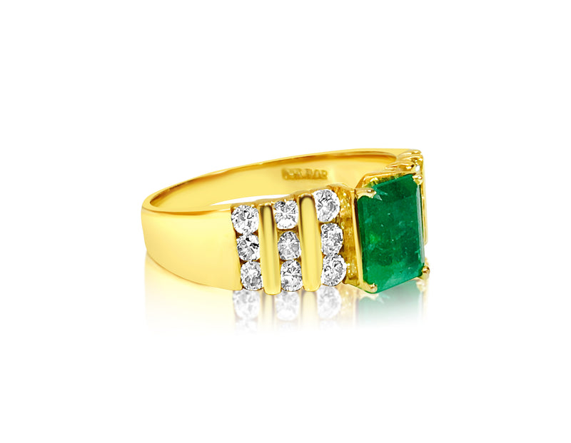 14k Yellow Gold. 2.70 Carat Diamond Emerald Ring - Prince The Jeweler 14k-yellow-gold-2-70-carat-diamond-emerald-ring, Rings