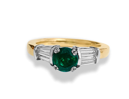 Vintage 14k Gold, Emerald & Diamond Engagement Ring - Prince The Jeweler vintage-14k-gold-emerald-diamond-engagement-ring, Rings