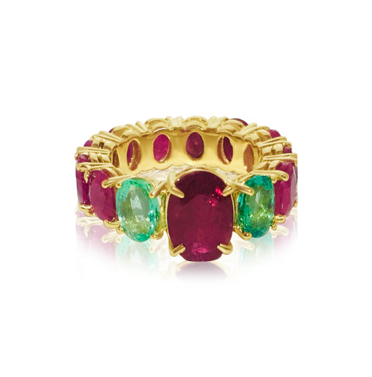 GIA Cert, 12.70 CT Ruby & Emerald; 14k Yellow Gold Ring - Prince The Jeweler gia-cert-12-70-ct-ruby-emerald-14k-yellow-gold-ring, Rings